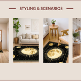 Ultra Soft Area Rug, Non Slip, Stain Resistant, Washable Area Rugs for Living Room, Bedroom, Starry Night Zodiac Patterned Elegance(Gold)