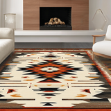 Ultra Soft Area Rug, Non Slip, Stain Resistant, Washable Area Rugs for Living Room, Bedroom, Cultural Vibrant Tribal Motif(Orange)