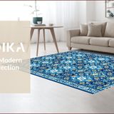 Ultra Soft Area Rug, Non Slip, Stain Resistant, Washable Area Rugs for Living Room, Bedroom, Non-Slip Vintage Geometric Living Room Rug(Blue)