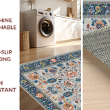 Ultra Soft Area Rug, Non Slip, Stain Resistant, Washable Area Rugs for Living Room, Bedroom, Chic Rustic Blooms on Grey Canvas(Gray)