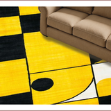 Ultra Soft Area Rug, Non Slip, Stain Resistant, Washable Area Rugs for Living Room, Bedroom, Contemporary Yellow Geometric Fusion(Yellow)