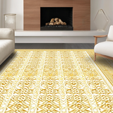 Ultra Soft Area Rug, Non Slip, Stain Resistant, Washable Area Rugs for Living Room, Bedroom, Timeless Classic Circular Motif(Gold)