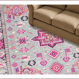 Ultra Soft Area Rug, Non Slip, Stain Resistant, Washable Area Rugs for Living Room, Bedroom, Bordered Boho Meditation Space Plush Rug(Pink)