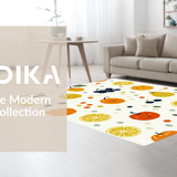 Ultra Soft Area Rug, Non Slip, Stain Resistant, Washable Area Rugs for Living Room, Bedroom, Charming Minimalist Fruit Illustration(Orange)