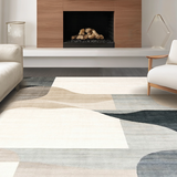 Ultra Soft Area Rug, Non Slip, Stain Resistant, Washable Area Rugs for Living Room, Bedroom, Trendy Abstract Curvilinear Design(Beige)