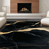 Ultra Soft Area Rug, Non Slip, Stain Resistant, Washable Area Rugs for Living Room, Bedroom, Bold Artistic Black White Contrast(Black)