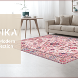 Ultra Soft Area Rug, Non Slip, Stain Resistant, Washable Area Rugs for Living Room, Bedroom, Pastel Pink Antique Artistry(Pink)