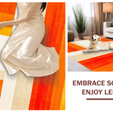 Ultra Soft Area Rug, Non Slip, Stain Resistant, Washable Area Rugs for Living Room, Bedroom, Vivid Abstract Rainbow Motif(Orange)