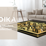 Ultra Soft Area Rug, Non Slip, Stain Resistant, Washable Area Rugs for Living Room, Bedroom, Luxurious Ornamental Geometric Composition(Gold)