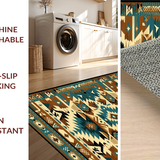 Ultra Soft Area Rug, Non Slip, Stain Resistant, Washable Area Rugs for Living Room, Bedroom, Vibrant Southwestern Geometric Artwork(Brown)
