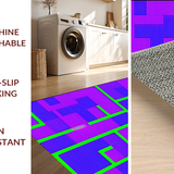 Ultra Soft Area Rug, Non Slip, Stain Resistant, Washable Area Rugs for Living Room, Bedroom, Playful Educational Patchwork Motif(Purple)