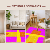 Ultra Soft Area Rug, Non Slip, Stain Resistant, Washable Area Rugs for Living Room, Bedroom, Bold Retro Lattice Game Theme(Pink)