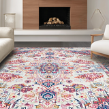 Ultra Soft Area Rug, Non Slip, Stain Resistant, Washable Area Rugs for Living Room, Bedroom, Luxurious Colorful Diamond Design(White)