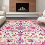 Ultra Soft Area Rug, Non Slip, Stain Resistant, Washable Area Rugs for Living Room, Bedroom, Soft Ivory Tiled Textures(Pink)