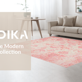 Ultra Soft Area Rug, Non Slip, Stain Resistant, Washable Area Rugs for Living Room, Bedroom, Vintage Chic Tiled Arrangement(Pink)