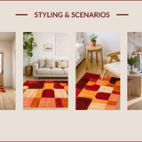 Ultra Soft Area Rug, Non Slip, Stain Resistant, Washable Area Rugs for Living Room, Bedroom, Vibrant Earthy Geometric Harmony(Red)