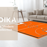 Ultra Soft Area Rug, Non Slip, Stain Resistant, Washable Area Rugs for Living Room, Bedroom, Energetic Round Sports Theme Decor(Orange)