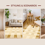 Ultra Soft Area Rug, Non Slip, Stain Resistant, Washable Area Rugs for Living Room, Bedroom, Sophisticated Cream Beige Geometric(Beige)