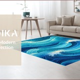 Ultra Soft Area Rug, Non Slip, Stain Resistant, Washable Area Rugs for Living Room, Bedroom, Ocean Beach Wave Polyester(Blue)