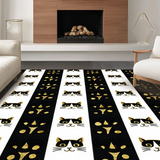 Ultra Soft Area Rug, Non Slip, Stain Resistant, Washable Area Rugs for Living Room, Bedroom, Whimsical Cat Silhouette Accent(Black)