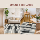 Ultra Soft Area Rug, Non Slip, Stain Resistant, Washable Area Rugs for Living Room, Bedroom, Coastal Chic Rug With Nautical-Inspired Contrast Pattern(Gray)