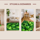 Ultra Soft Area Rug, Non Slip, Stain Resistant, Washable Area Rugs for Living Room, Bedroom, 3D Leaf Nature-Inspired Bath Rug for Boho Decor(Green)
