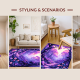 Ultra Soft Area Rug, Non Slip, Stain Resistant, Washable Area Rugs for Living Room, Bedroom, Radiant Floral Fantasy Aesthetic(Purple)