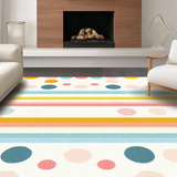 Ultra Soft Area Rug, Non Slip, Stain Resistant, Washable Area Rugs for Living Room, Bedroom, Modern Soft-Toned Circular Design(White)
