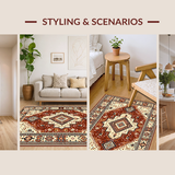 Ultra Soft Area Rug, Non Slip, Stain Resistant, Washable Area Rugs for Living Room, Bedroom, Warm Toned Medallion Aesthetic(Brown)