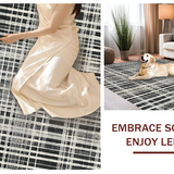 Ultra Soft Area Rug, Non Slip, Stain Resistant, Washable Area Rugs for Living Room, Bedroom, Graphic Stripe Rug with Interlocking Band Motifs and Fine Lines(Gray)