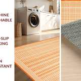 Ultra Soft Area Rug, Non Slip, Stain Resistant, Washable Area Rugs for Living Room, Bedroom, Dynamic Bold Linear Patterns(Orange)