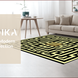 Ultra Soft Area Rug, Non Slip, Stain Resistant, Washable Area Rugs for Living Room, Bedroom, Sleek Black Geometric Elegance(Black)