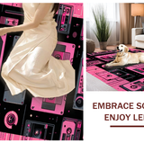 Ultra Soft Area Rug, Non Slip, Stain Resistant, Washable Area Rugs for Living Room, Bedroom, Dynamic Colorful Music Visual(Pink)