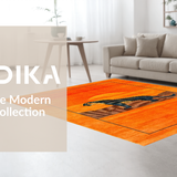 Ultra Soft Area Rug, Non Slip, Stain Resistant, Washable Area Rugs for Living Room, Bedroom, Lively Exotic Pattern Fusion(Orange)