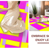 Ultra Soft Area Rug, Non Slip, Stain Resistant, Washable Area Rugs for Living Room, Bedroom, Eclectic Color Burst Geometric Style(Pink)