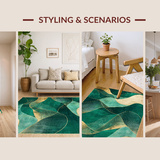 Ultra Soft Area Rug, Non Slip, Stain Resistant, Washable Area Rugs for Living Room, Bedroom, Chic Transitional Organic Forms(Green)