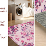 Ultra Soft Area Rug, Non Slip, Stain Resistant, Washable Area Rugs for Living Room, Bedroom, Contemporary Vibrant Nature Scene(Pink)