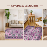 Ultra Soft Area Rug, Non Slip, Stain Resistant, Washable Area Rugs for Living Room, Bedroom, Chic Earthy Tones Floral Motif(Pink)