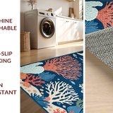Ultra Soft Area Rug, Non Slip, Stain Resistant, Washable Area Rugs for Living Room, Bedroom, Coral Reef Nautical Motif(Blue)