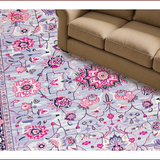 Ultra Soft Area Rug, Non Slip, Stain Resistant, Washable Area Rugs for Living Room, Bedroom, Boho Floral Burst in Soft Lilac(Pink)