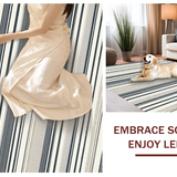 Ultra Soft Area Rug, Non Slip, Stain Resistant, Washable Area Rugs for Living Room, Bedroom, Elegant Neutral Striped Aesthetic(Black)
