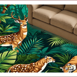 Ultra Soft Area Rug, Non Slip, Stain Resistant, Washable Area Rugs for Living Room, Bedroom, Tropical Animal Motif Delight(Green)