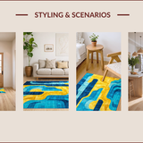 Ultra Soft Area Rug, Non Slip, Stain Resistant, Washable Area Rugs for Living Room, Bedroom, Modern Abstract Vibrant Living Room Wool Rug(Blue)