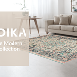 Ultra Soft Area Rug, Non Slip, Stain Resistant, Washable Area Rugs for Living Room, Bedroom, Artisan Crafted Oushak Inspired Rug With Modern Peach Sage Palette(Ivory)