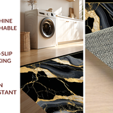 Ultra Soft Area Rug, Non Slip, Stain Resistant, Washable Area Rugs for Living Room, Bedroom, Opulent Golden Marble Aesthetic(Black)