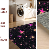 Ultra Soft Area Rug, Non Slip, Stain Resistant, Washable Area Rugs for Living Room, Bedroom, Energetic Rainbow Starry Arrangement(Black)