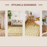 Ultra Soft Area Rug, Non Slip, Stain Resistant, Washable Area Rugs for Living Room, Bedroom, Elegant Rustic Botanical Artwork(Ivory)