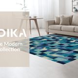 Ultra Soft Area Rug, Non Slip, Stain Resistant, Washable Area Rugs for Living Room, Bedroom, Sophisticated Bow Motif Rug with Blue Toned Overlapping Ribbon Graphics(Blue)