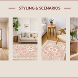 Ultra Soft Area Rug, Non Slip, Stain Resistant, Washable Area Rugs for Living Room, Bedroom, Vintage Pink Gray Living Room Washable Rug(Beige)