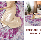 Ultra Soft Area Rug, Non Slip, Stain Resistant, Washable Area Rugs for Living Room, Bedroom, Sophisticated Abstract Artistry Blend(Purple)